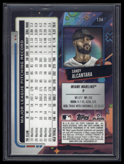 2024 Topps Chrome Cosmic #134 Sandy Alcantara Nucleus Refractors