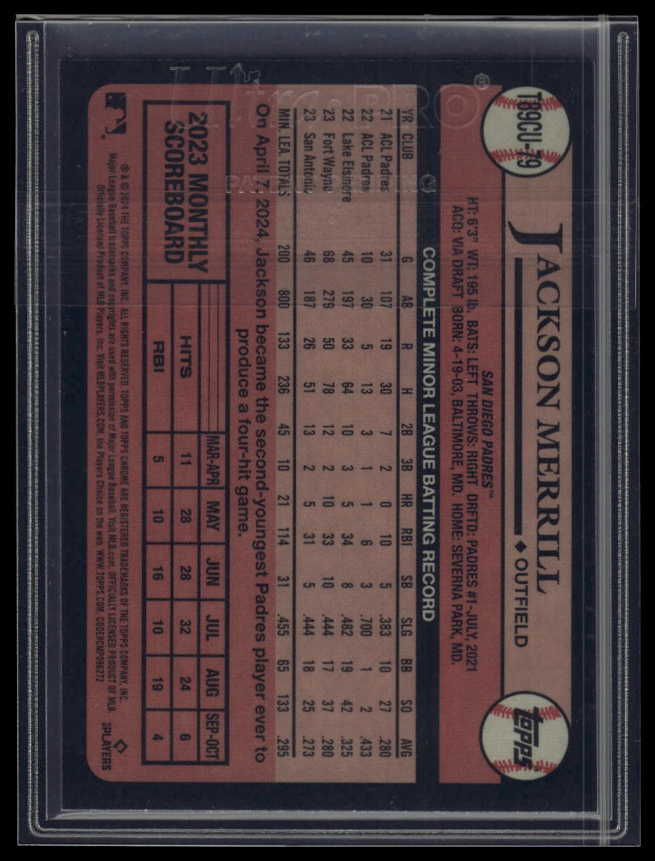 2024 Topps Update Jackson Merrill 1989 Topps 35th Anniversary Chrome