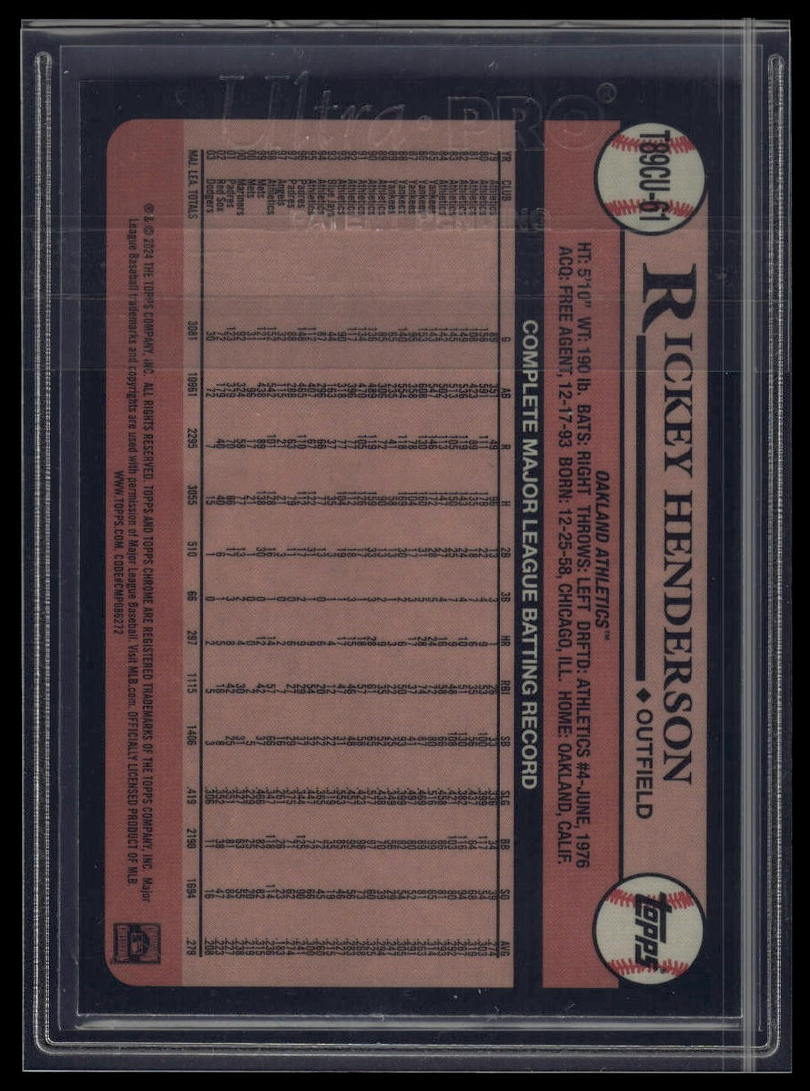 2024 Topps Update Rickey Henderson 1989 Topps 35th Anniversary Chrome