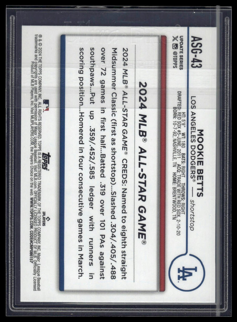 2024 Topps Update #ASG-43 Mookie Betts 2024 All-Star Game Blue