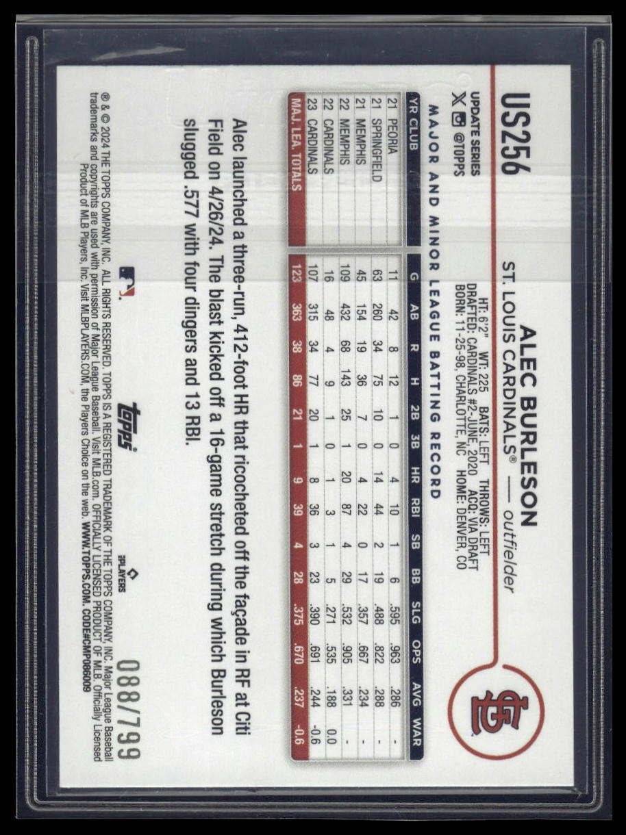 2024 Topps Update #US256 Alec Burleson Purple Holofoil #/799