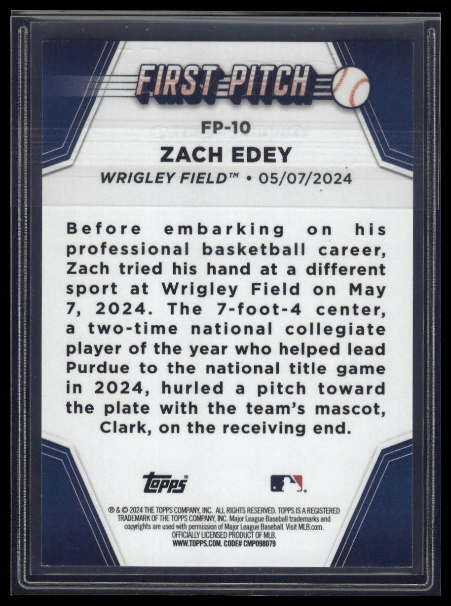 2024 Topps Update #FP-10 Zach Edey First Pitch Black #/299