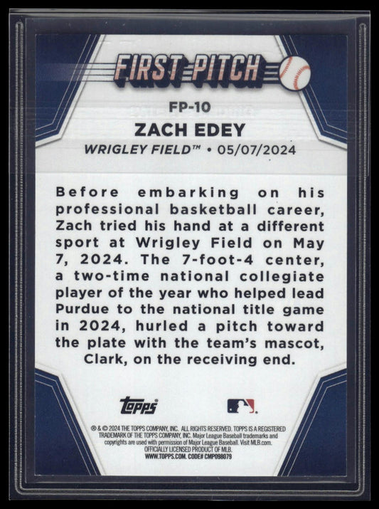 2024 Topps Update #FP-10 Zach Edey First Pitch Black #/299