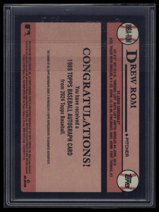 2024 Topps Update Drew Rom 1989 Topps Baseball 35th Anniversary Autographs