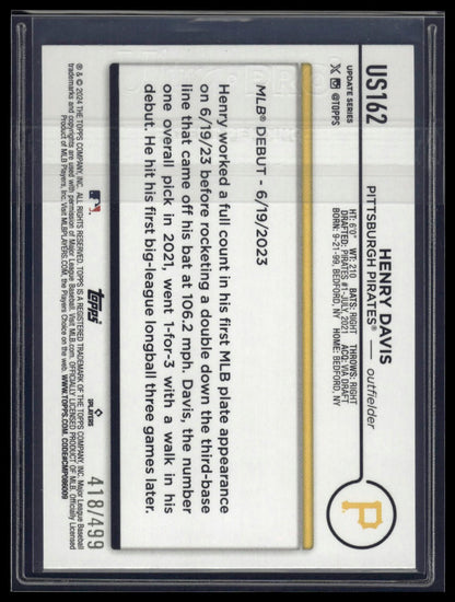 2024 Topps Update #US162 Henry Davis Green Crackle Foilboard #/499