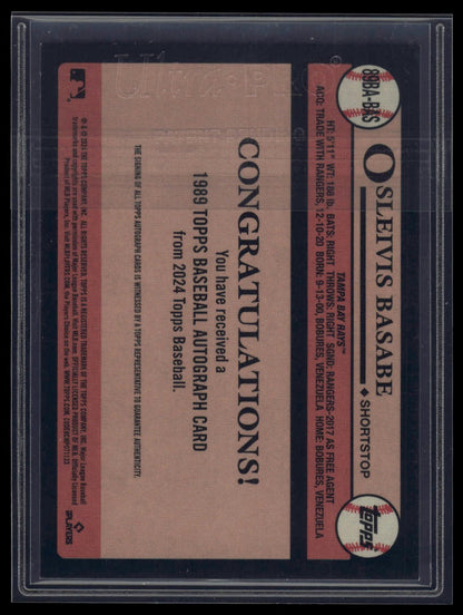 2024 Topps Update Osleivis Basabe 1989 Topps Baseball 35th Anniversary Auto