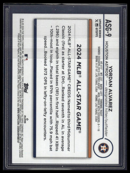 2024 Topps Update #ASG-9 Yordan Alvarez 2024 All-Star Game Blue