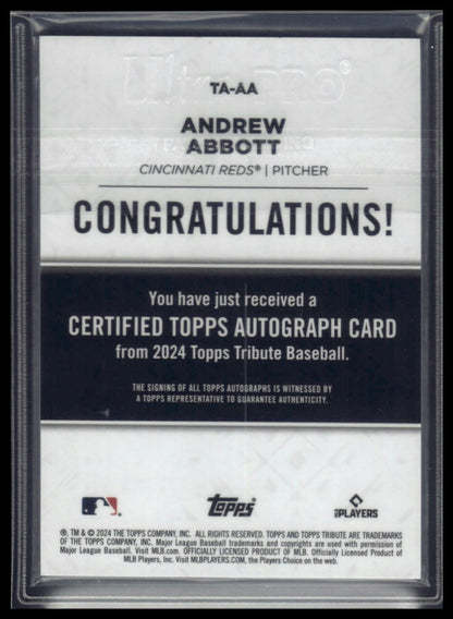 2024 Topps Tribute #TA-AA Andrew Abbott Tribute Autographs Orange #/25